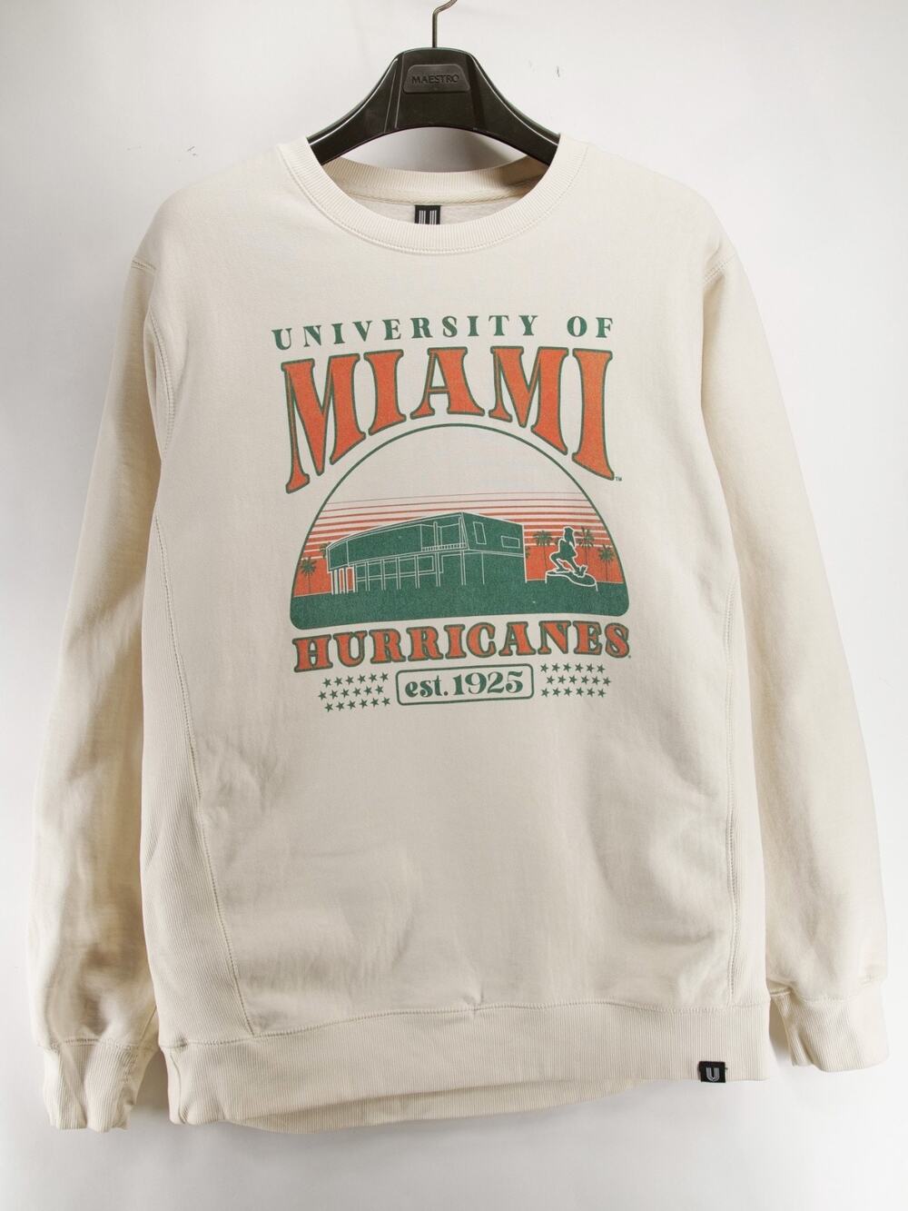 Uscape University of Miami Hurricanes Crewneck Sweatshirt Mens XL Cream Retro